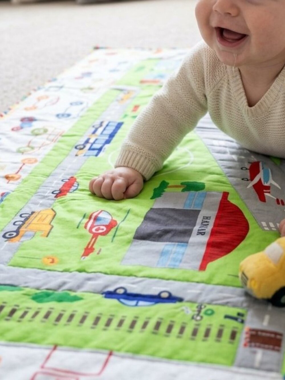 Handmade Children's Toddlers Quilted Playmat Car Blanket Tummy Time Mat